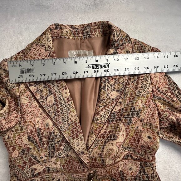 On & On Modern Femme Women's Long Sleeve Blazer Collared Jacket Lined Floral Tan - Picture 6 of 11